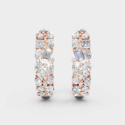 Rose Gold Multi Shape Diamond Hoop Earrings 0.80 Ct Ethical Lab Grown Jewelry