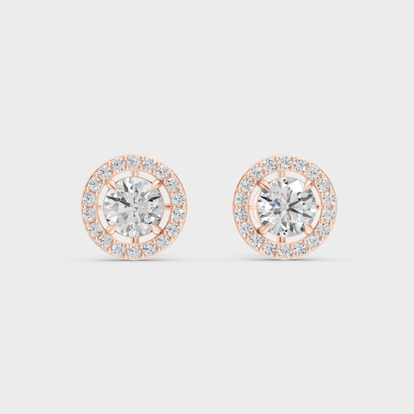 Rose Gold Round Diamond Stud Earrings 1.70 Ct Everyday Elegant Jewelry