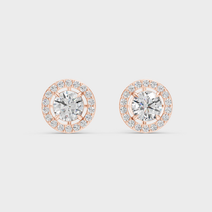 Rose Gold Round Diamond Stud Earrings 1.70 Ct Everyday Elegant Jewelry