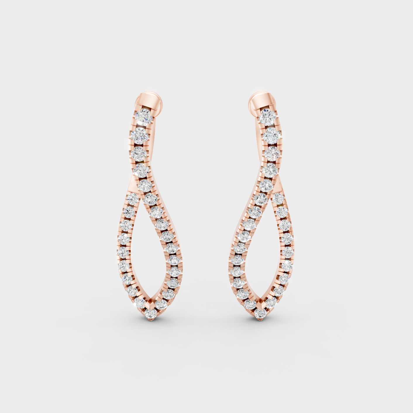 0.395 Ct Each Round Diamond Dangler Earrings Lab Grown In Rose Gold Luxury Style