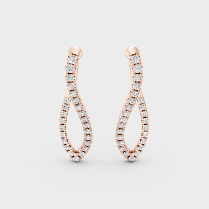 0.395 Ct Each Round Diamond Dangler Earrings Lab Grown In Rose Gold Luxury Style