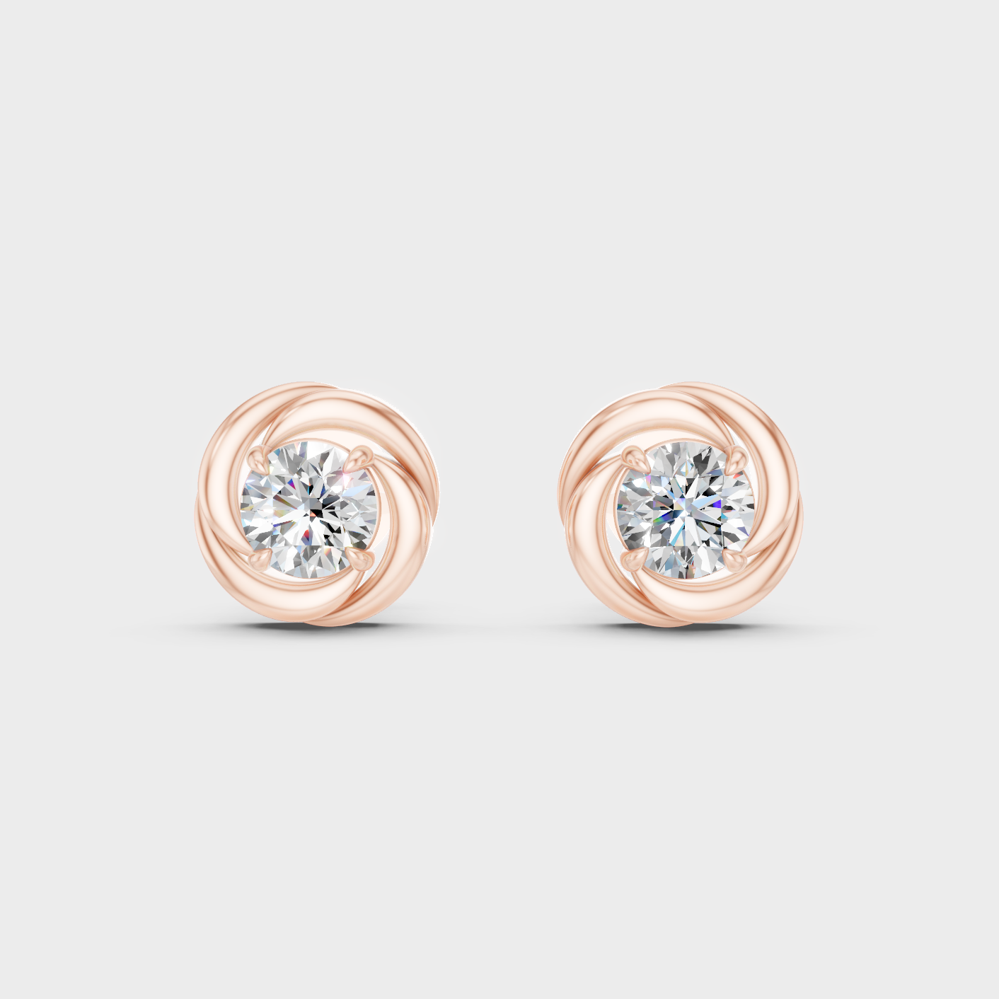 Rose Gold Luxury Round Diamond Stud Earrings 0.50 Ct Lab Grown Simple Elegance