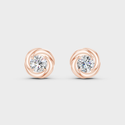 Rose Gold Luxury Round Diamond Stud Earrings 0.50 Ct Lab Grown Simple Elegance