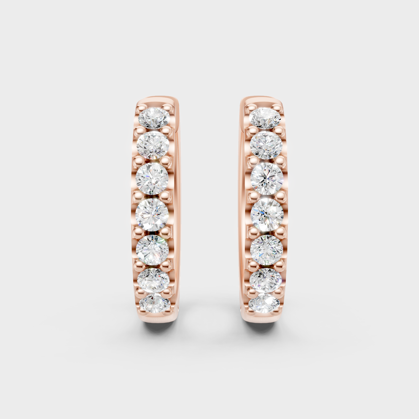Rose Gold Luxury Round Diamond Hoop Earrings 0.70 Ct Lab Grown Designer Look