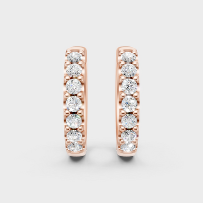 Rose Gold Luxury Round Diamond Hoop Earrings 0.70 Ct Lab Grown Designer Look