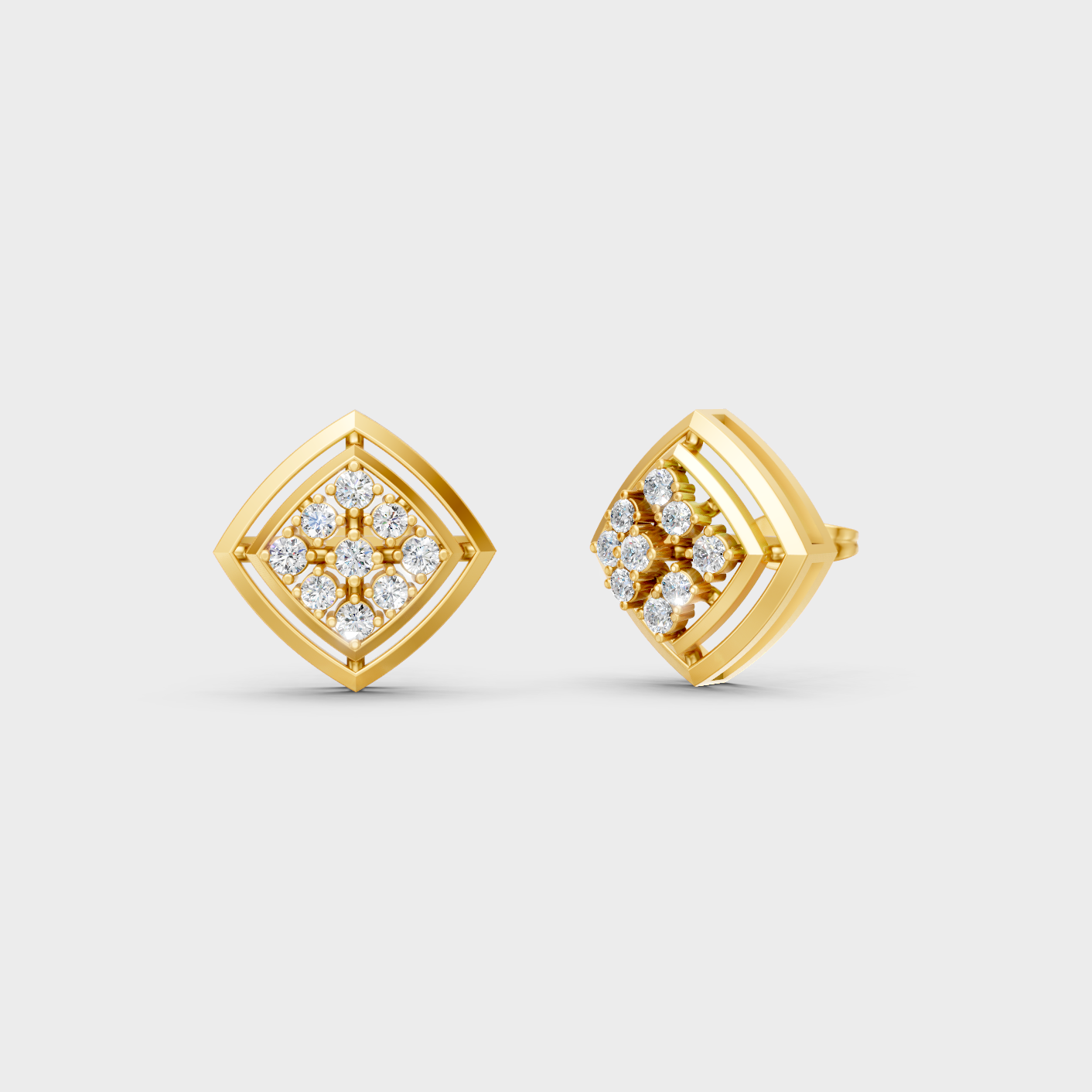 0.64 Ct Total Round Lab Grown Diamond Stud Earrings In Yellow Gold Elegant Jewelry