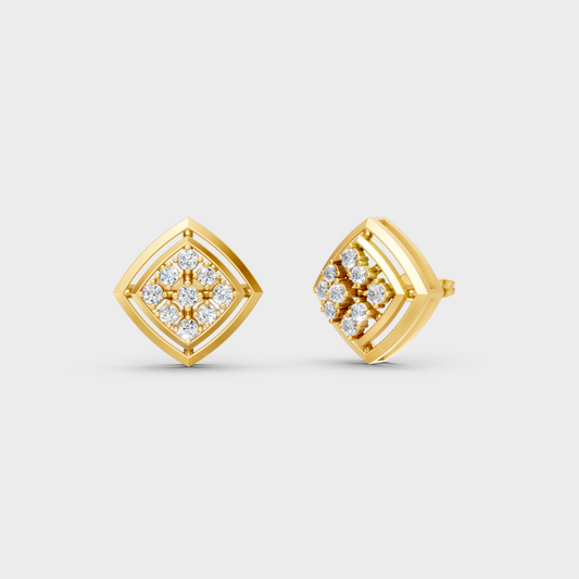 0.64 Ct Total Round Lab Grown Diamond Stud Earrings In Yellow Gold Elegant Jewelry