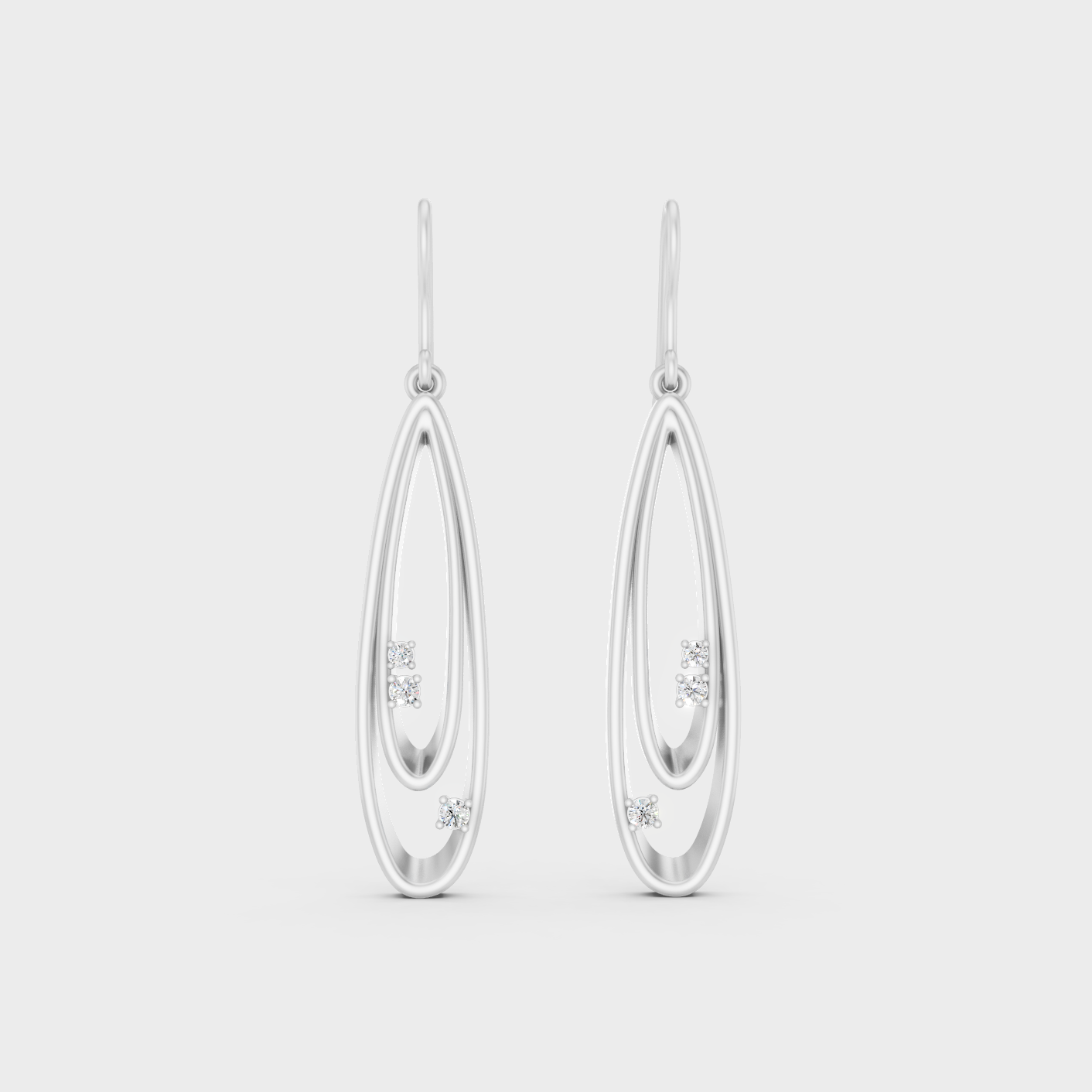 White Gold Round Diamond Drop Earrings 0.11 Ct Lab Grown Classic Style