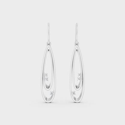 White Gold Round Diamond Drop Earrings 0.11 Ct Lab Grown Classic Style