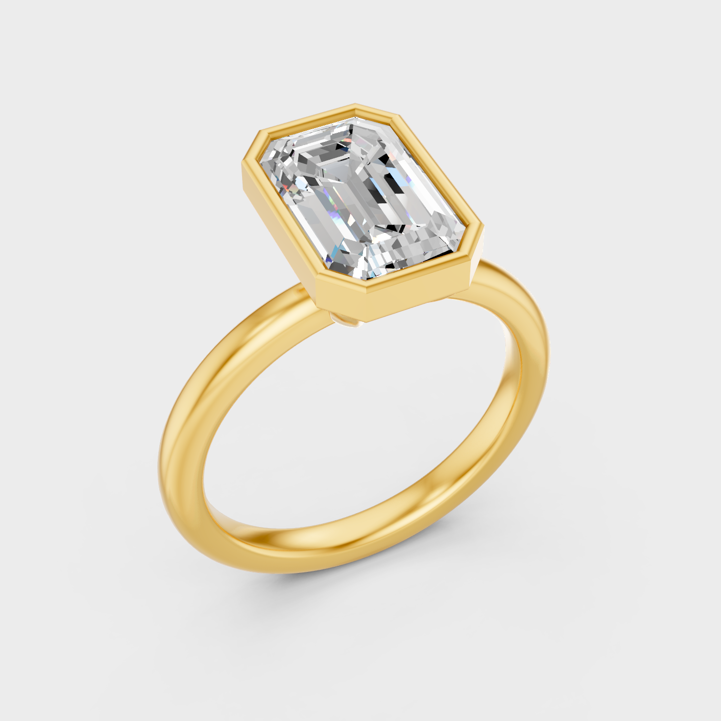 Yellow Gold Emerald Cut Diamond Ring 1 To 5 Ct Lab Created Brilliant Sparkle