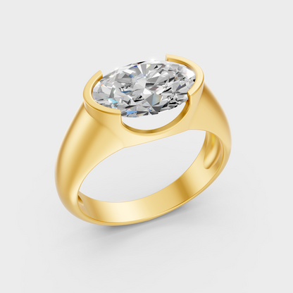 Yellow Gold Oval Cut Diamond Mens Ring 1 To 5 Ct Lab Created Brilliant Sparkle