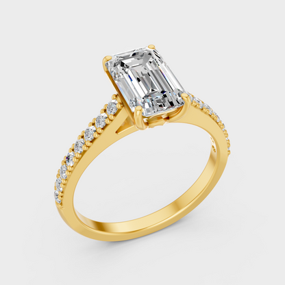 1.62 Ct Emerald & Round Cut Lab Grown Diamond Ring