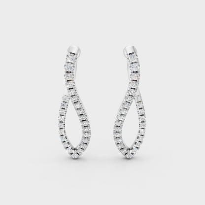 White Gold Round Diamond Drop Earrings 0.79 Ct Lab Grown Classic Style