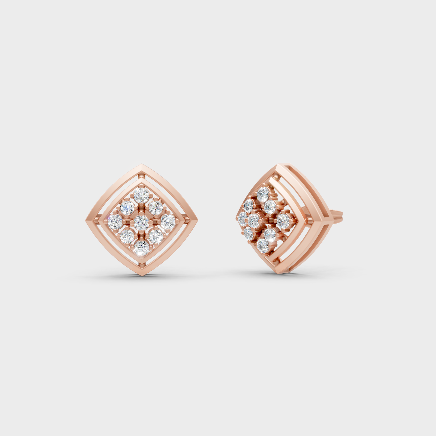 0.32 Ct Each Round Diamond Stud Earrings Lab Grown In Rose Gold Luxury Style