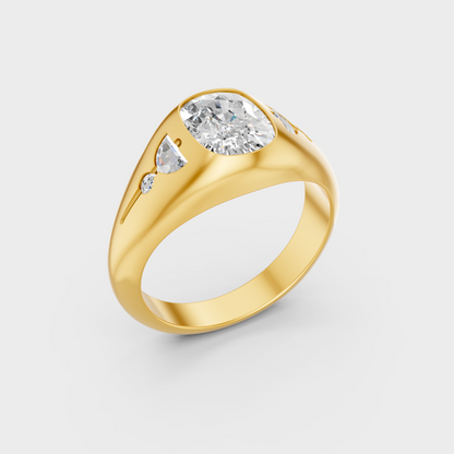 Yellow Gold Cushion Cut Diamond Solitaire Ring 1.91 Ct Lab Created Brilliant Sparkle