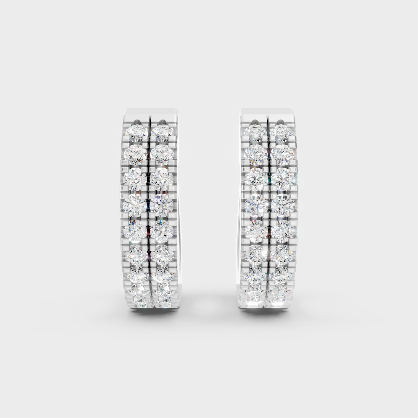 White Gold Round Diamond Hoop Earrings 0.36 Ct Lab Grown Classic Elegant Style