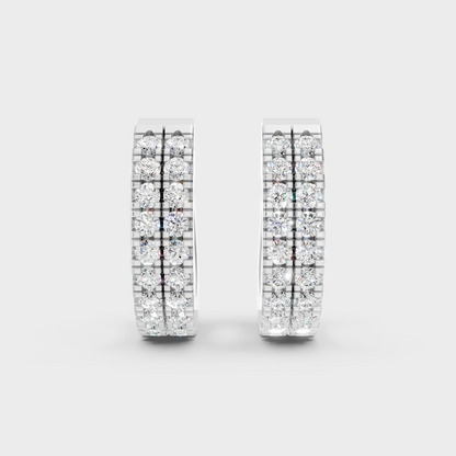 White Gold Round Diamond Hoop Earrings 0.36 Ct Lab Grown Classic Elegant Style