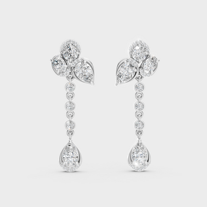 White Gold 5.57 Ct Lab Grown Round Oval Pear Diamond Drop Earrings Certified Fine Jewelry