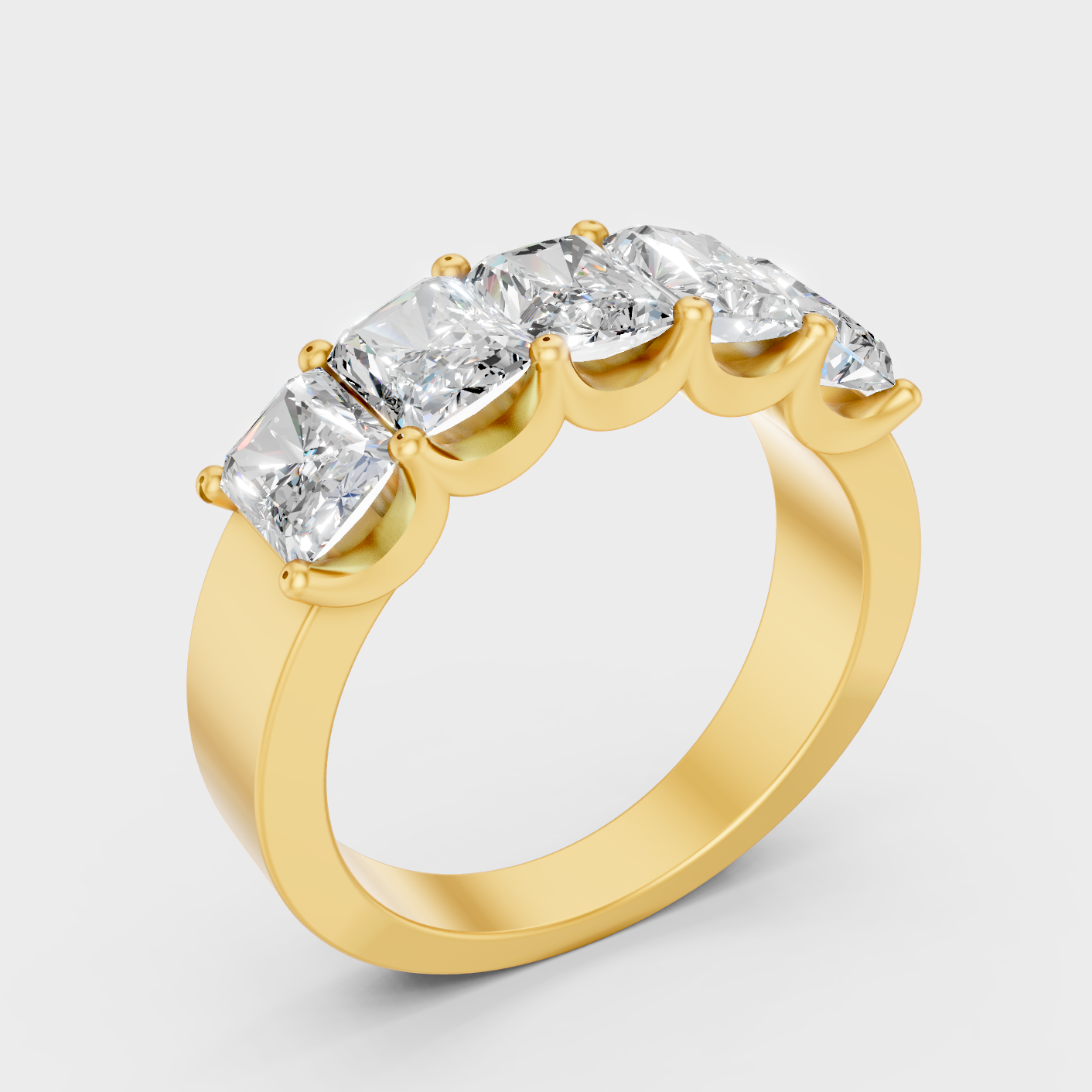 Luxury 2.07 Ct Radiant Diamond Band In Yellow Gold