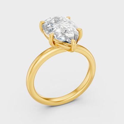 Yellow Gold Pear Cut Diamond Ring 1.5 To 4.5 Ct Lab Created Brilliant Sparkle