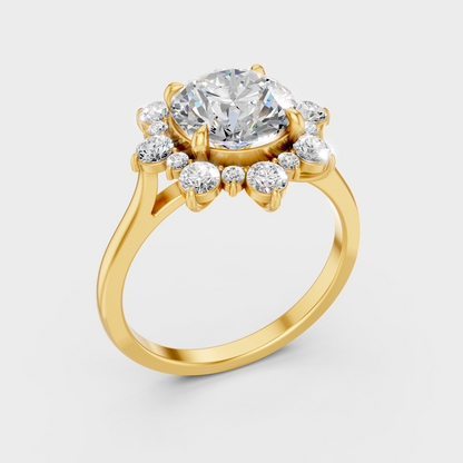 2.66 Ct Round Lab Grown Diamond Halo Ring in