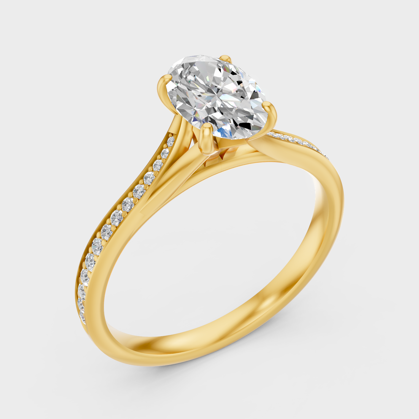 Elegant 1.48 Ct Oval Diamond Ring In Yellow Gold