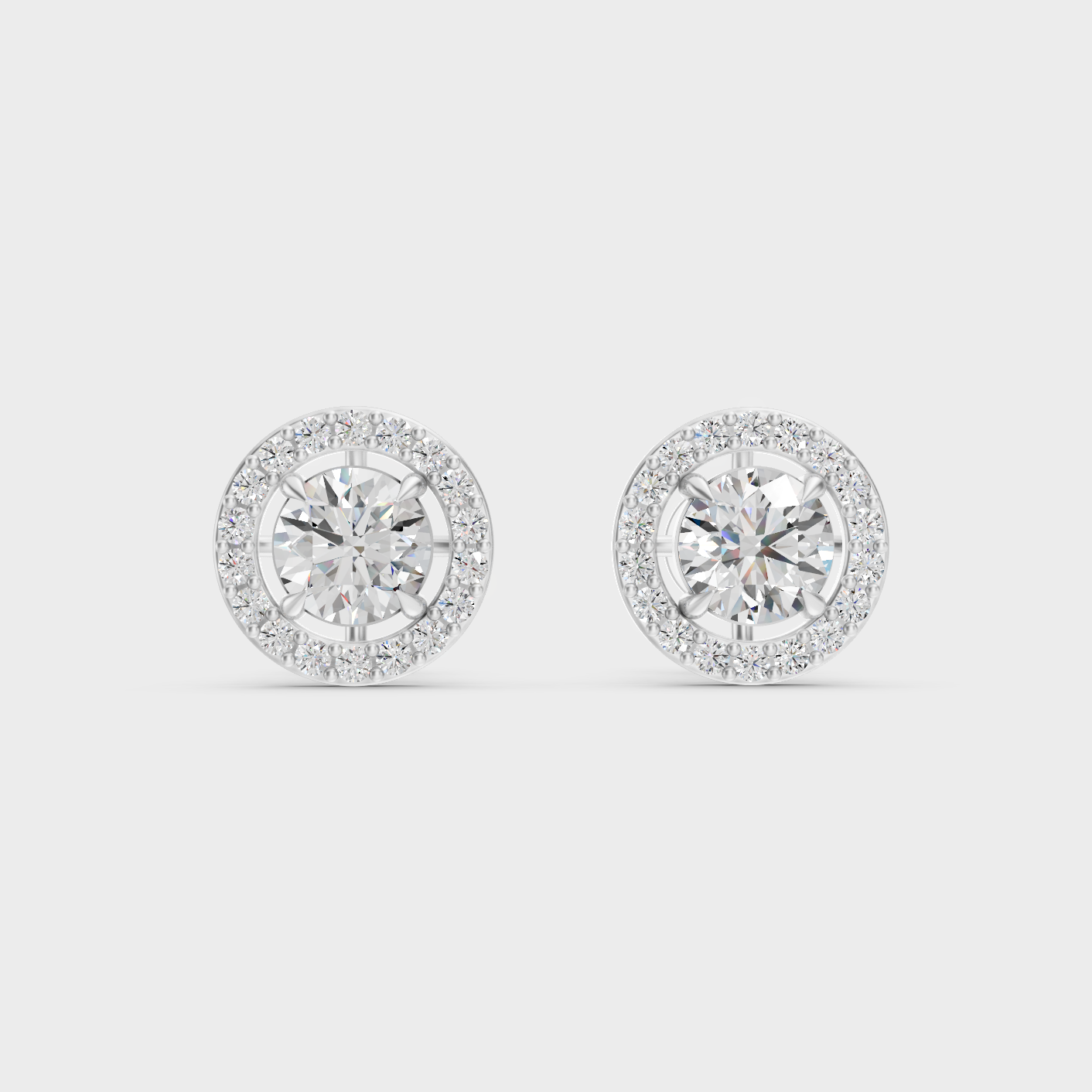 White Gold Classic Round Diamond Stud Earrings 1.70 Ct Fine Jewelry
