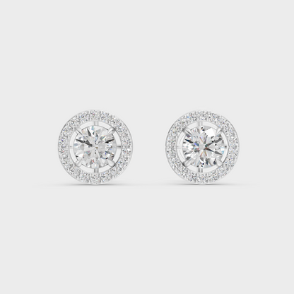 White Gold Classic Round Diamond Stud Earrings 1.70 Ct Fine Jewelry