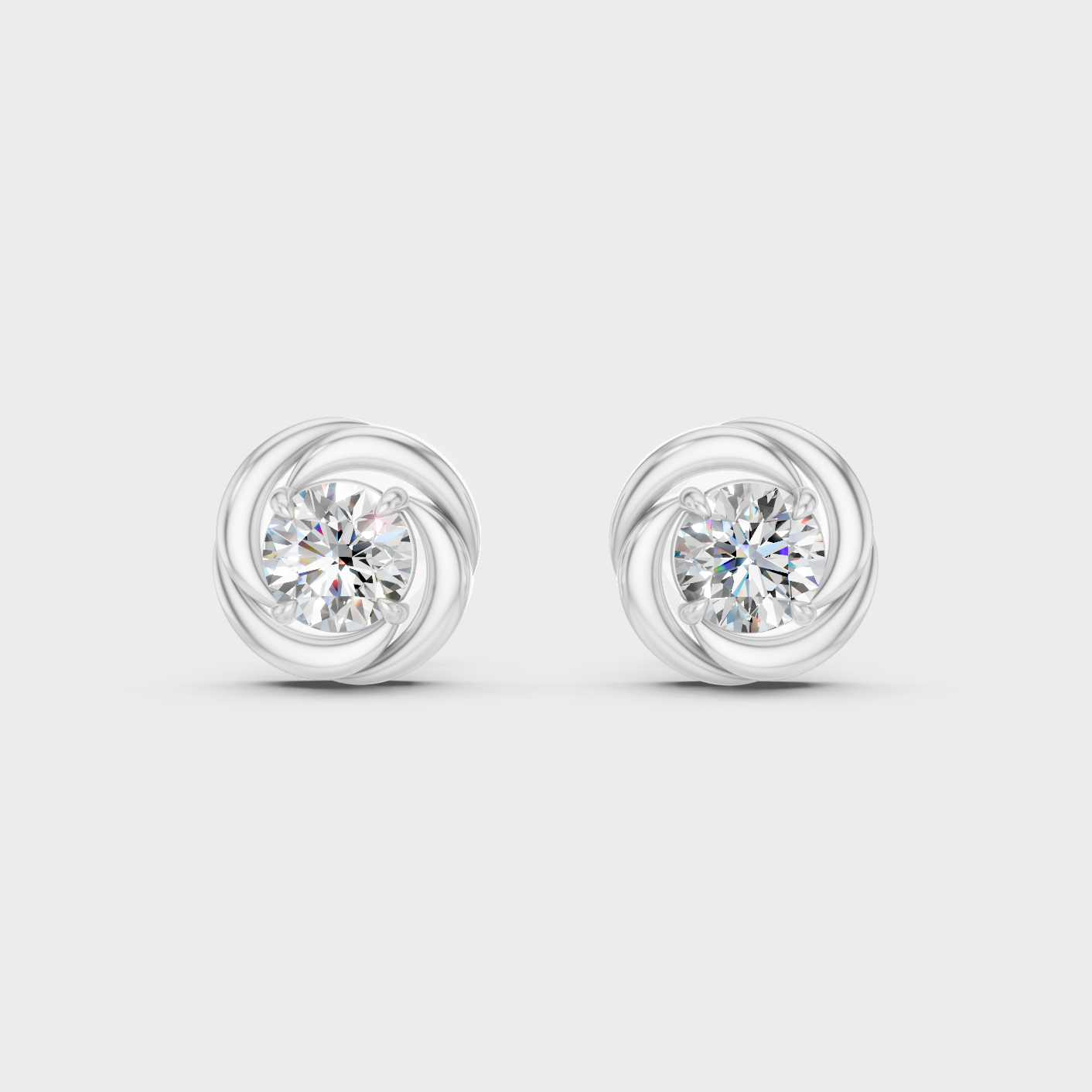 White Gold Round Diamond Stud Earrings 0.50 Ct Lab Grown Classic Elegant Style