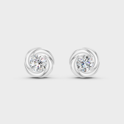 White Gold Round Diamond Stud Earrings 0.50 Ct Lab Grown Classic Elegant Style