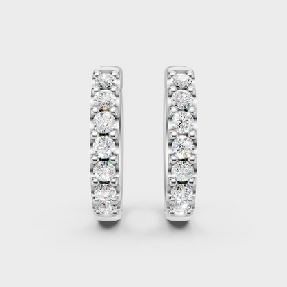 Platinum 950 Round Diamond Hoop Earrings 0.70 Ct Refined Luxury Design