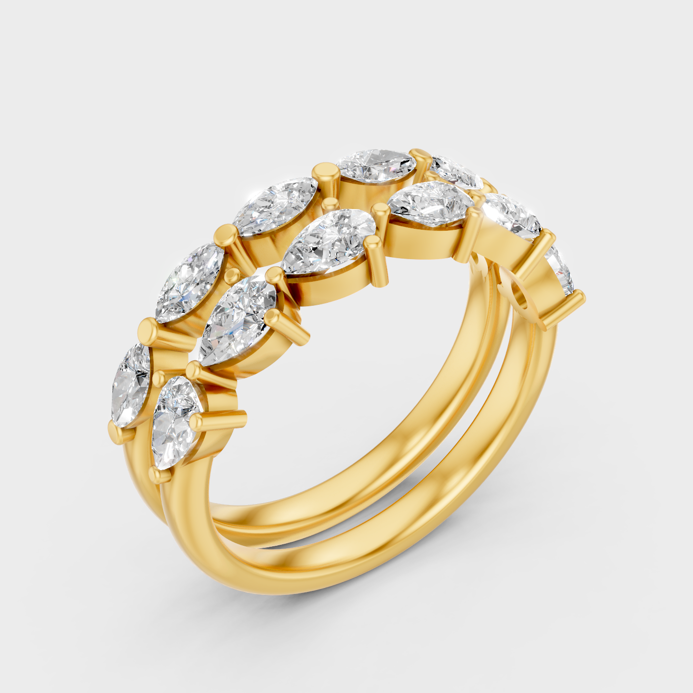 Elegant Diamond Band Set In Yellow Gold