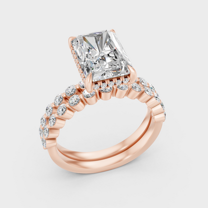 Rose Gold Radiant Diamond Ring Set 4 Ct Ethical Sparkle Jewelry