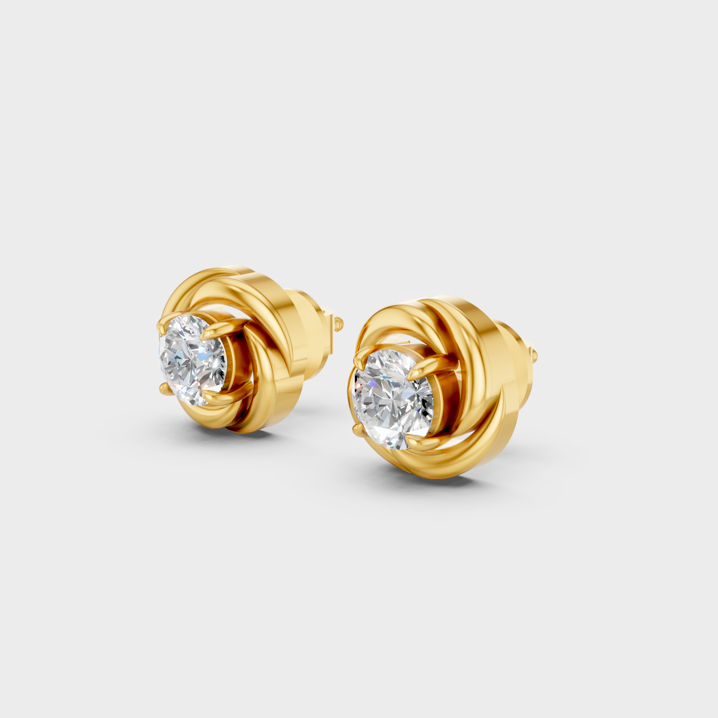 9K 14K 18K Yellow Gold Round Diamond Stud Earrings 0.50 Ct Lab Grown Fine Jewelry
