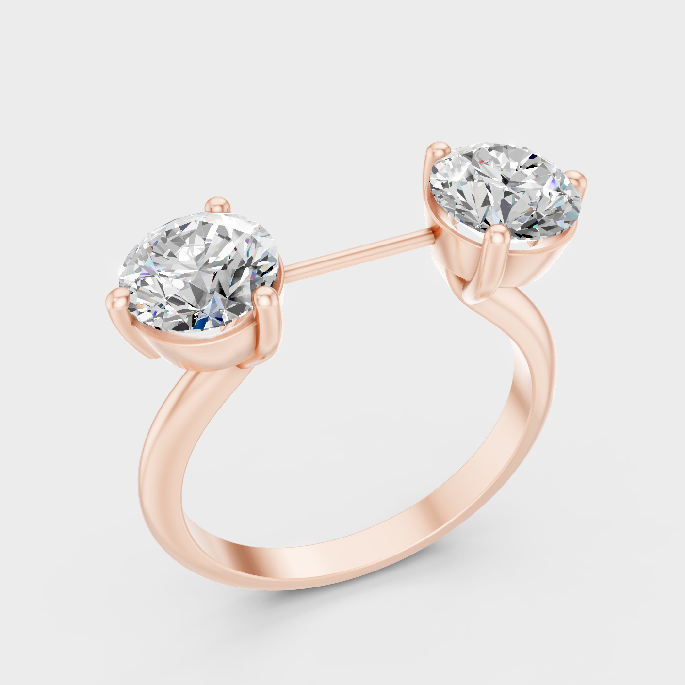 Romantic Rose Gold Round-Cut Diamond Ring for Brides
