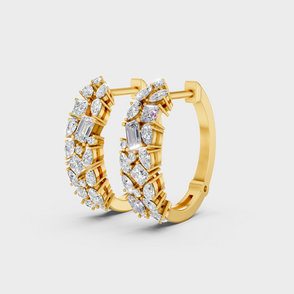 9K 14K 18K Yellow Gold Multi Shape Diamond Hoop Earrings 0.80 Ct Lab Grown Fine Jewelry