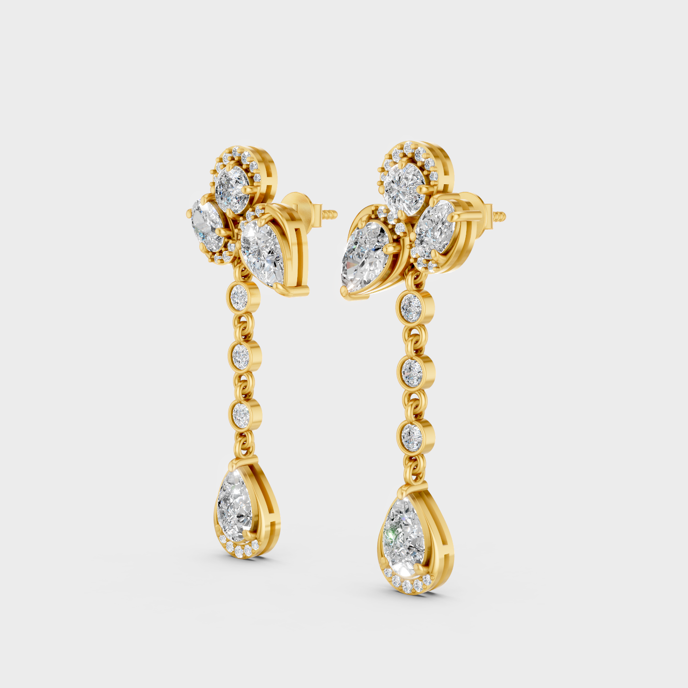 9K 14K 18K Yellow Gold Multi Shape Diamond Drop Earrings 5.57 Ct Lab Grown Fine Jewelry
