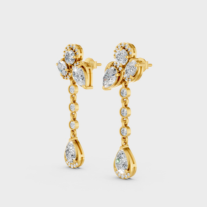 9K 14K 18K Yellow Gold Multi Shape Diamond Drop Earrings 5.57 Ct Lab Grown Fine Jewelry