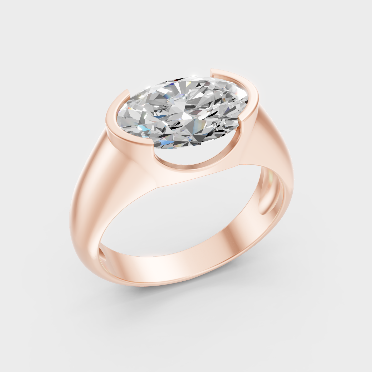 Rose Gold Mens Oval Diamond Ring 1 To 5 Ct Ethical Lab Grown Jewelry