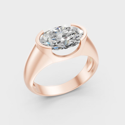 Rose Gold Mens Oval Diamond Ring 1 To 5 Ct Ethical Lab Grown Jewelry
