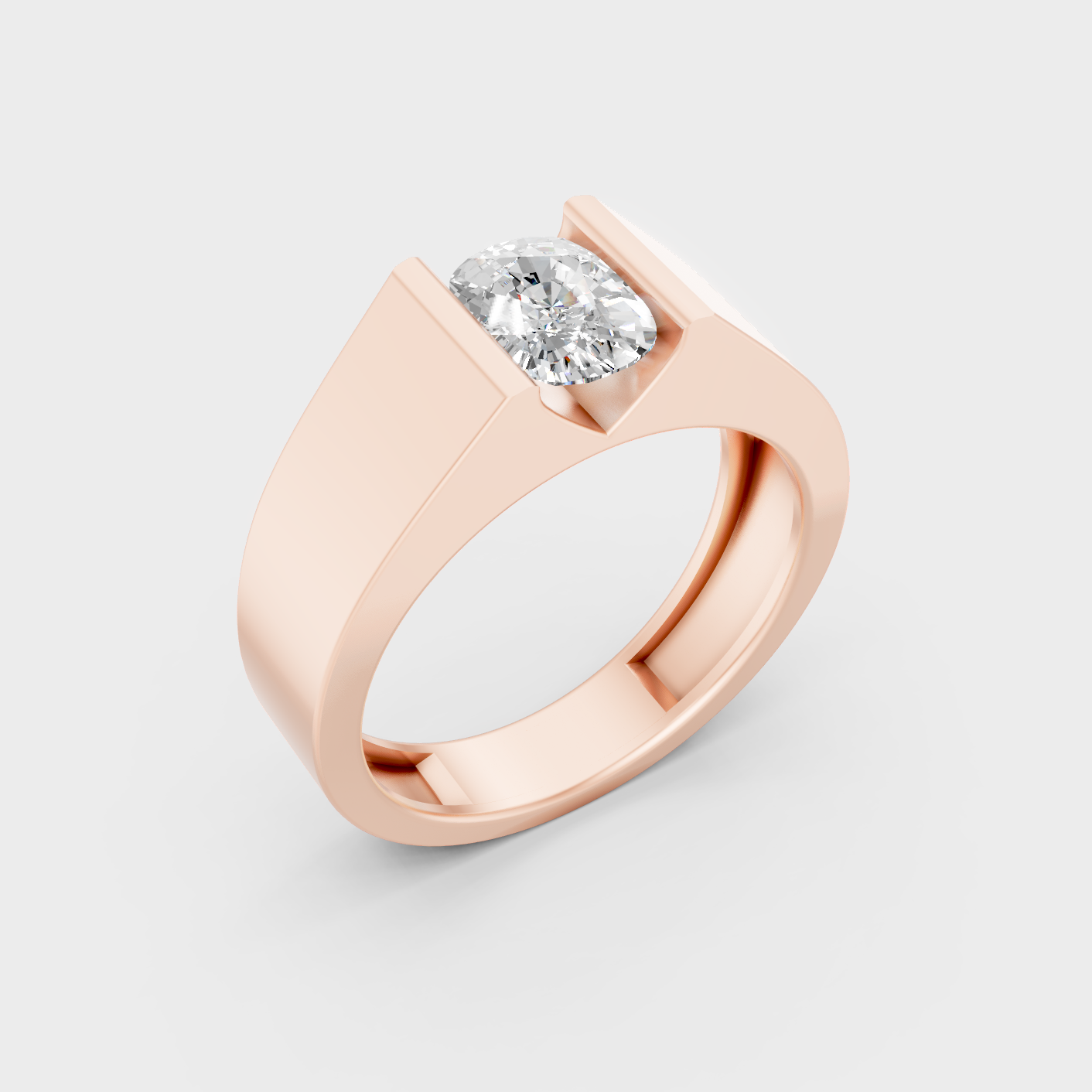 Rose Gold Mens Cushion Diamond Ring 1.65 Ct Ethical Lab Grown Jewelry