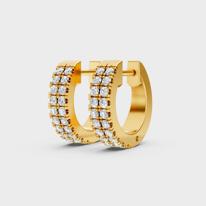 9K 14K 18K Yellow Gold Round Diamond Hoop Earrings 0.36 Ct Lab Grown Fine Jewelry