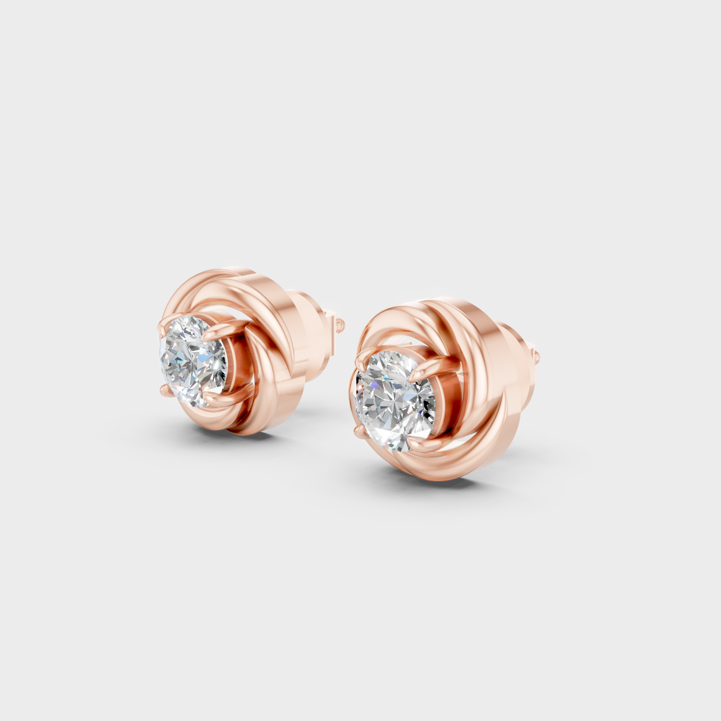 Rose Gold Luxury Round Diamond Stud Earrings 0.50 Ct Lab Grown Simple Elegance