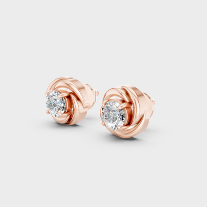Rose Gold Luxury Round Diamond Stud Earrings 0.50 Ct Lab Grown Simple Elegance