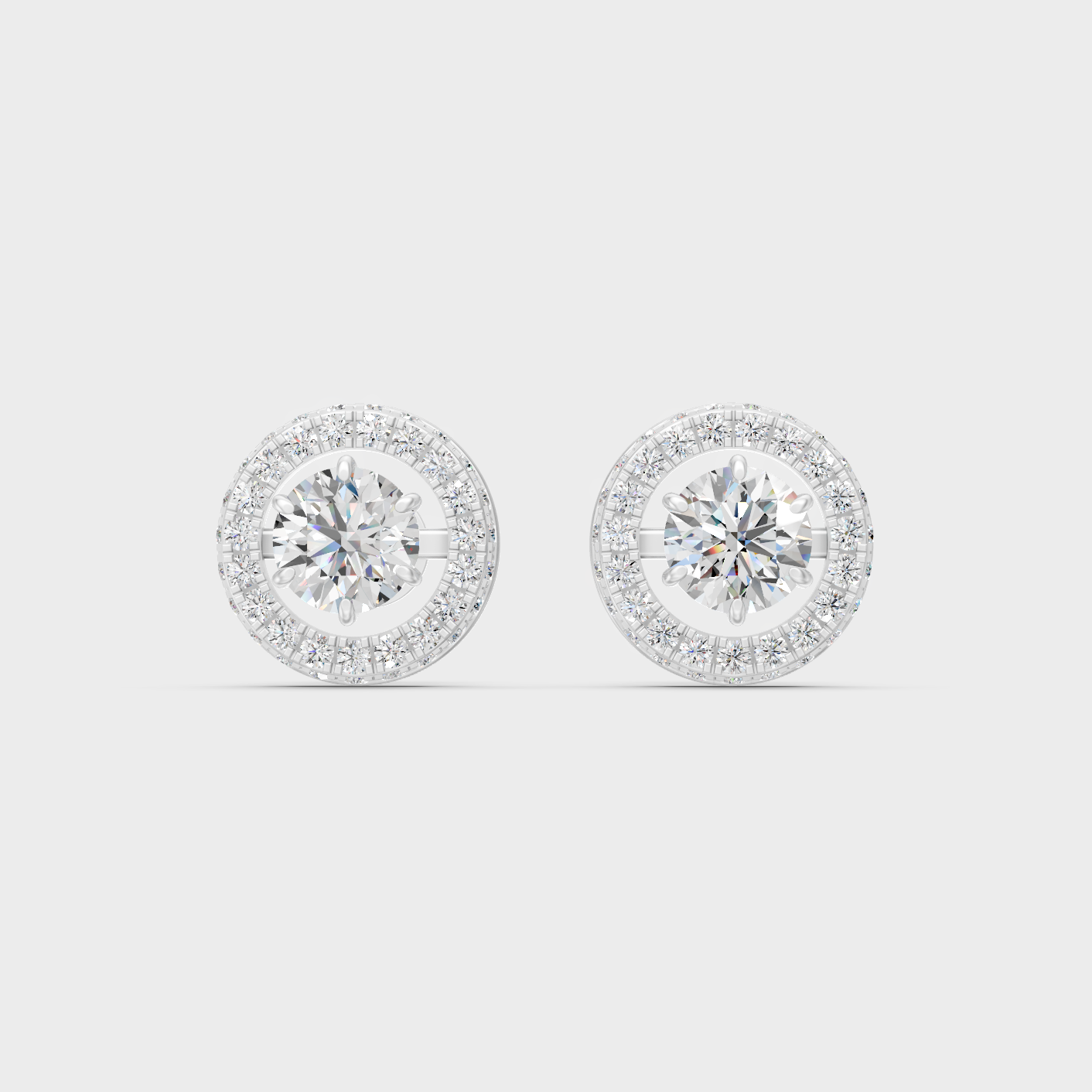 White Gold Round Diamond Halo Earrings 3.26 Ct Lab Grown Classic Style