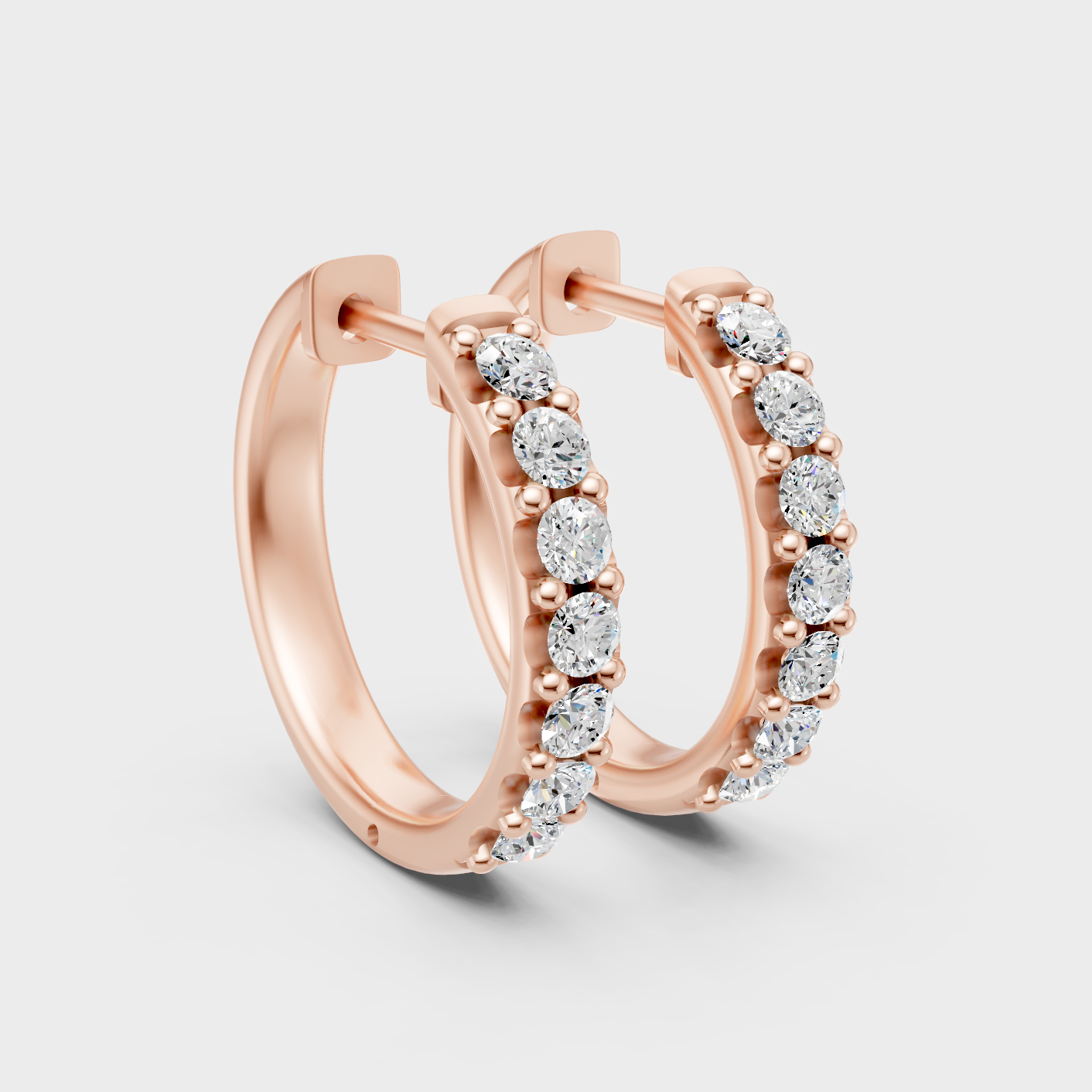 Rose Gold Round Diamond Hoop Earrings 0.35 Ct Each Ethical Lab Grown Jewelry