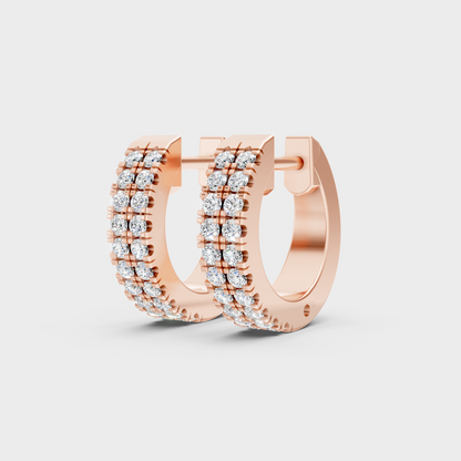 Rose Gold Round Diamond Hoop Earrings 0.36 Ct Everyday Elegant Jewelry