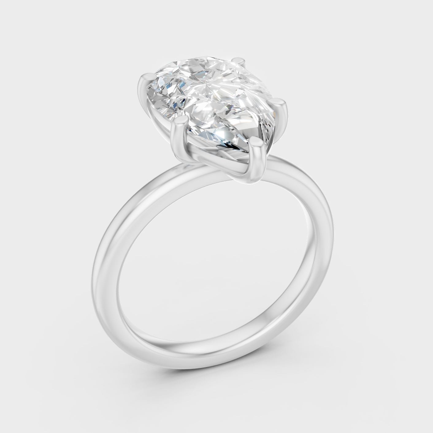 White Gold 1.5 To 4.5 Ct Lab Grown Pear Diamond Ring IGI Certified Fine Jewelry