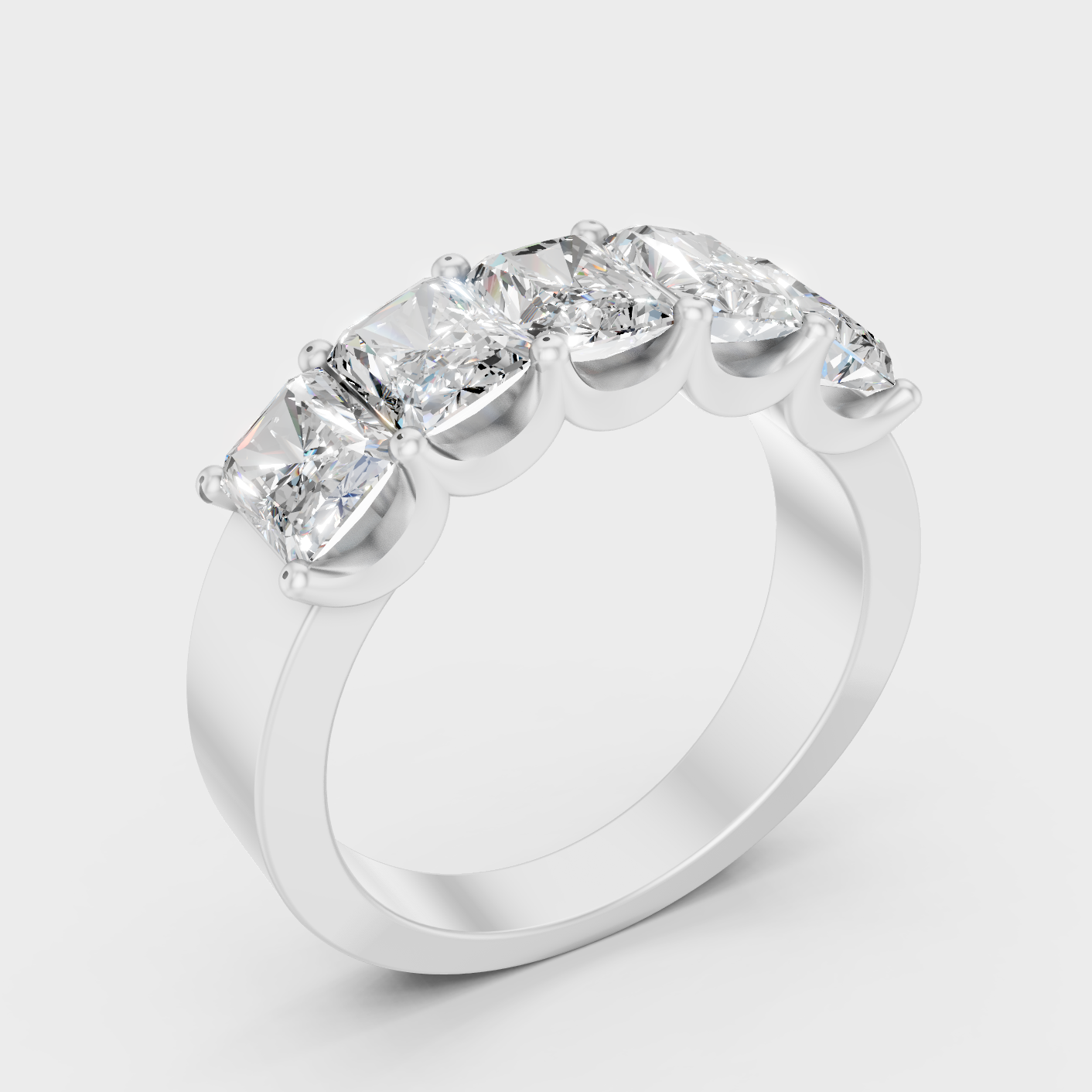 Platinum Radiant Cut Diamond Band For Timeless Sophistication