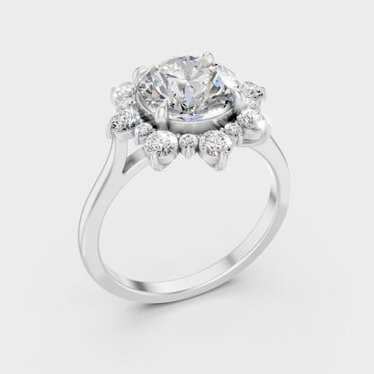 2.66 Ct Round Lab Grown Diamond Halo Ring in